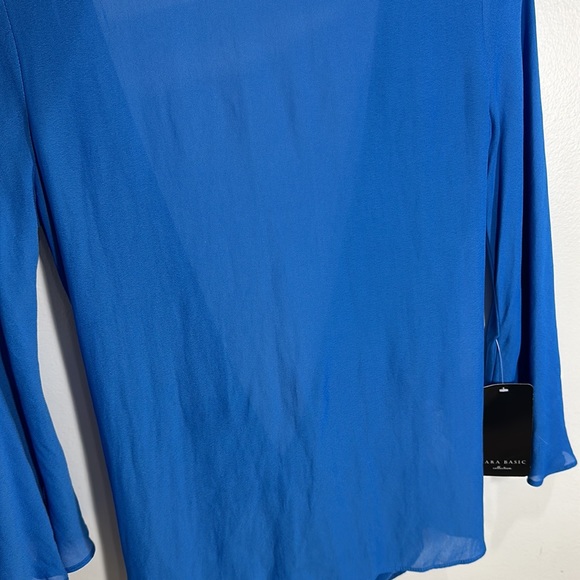 Zara Semi Sheer Open Back Blue Top - Picture 3 of 5